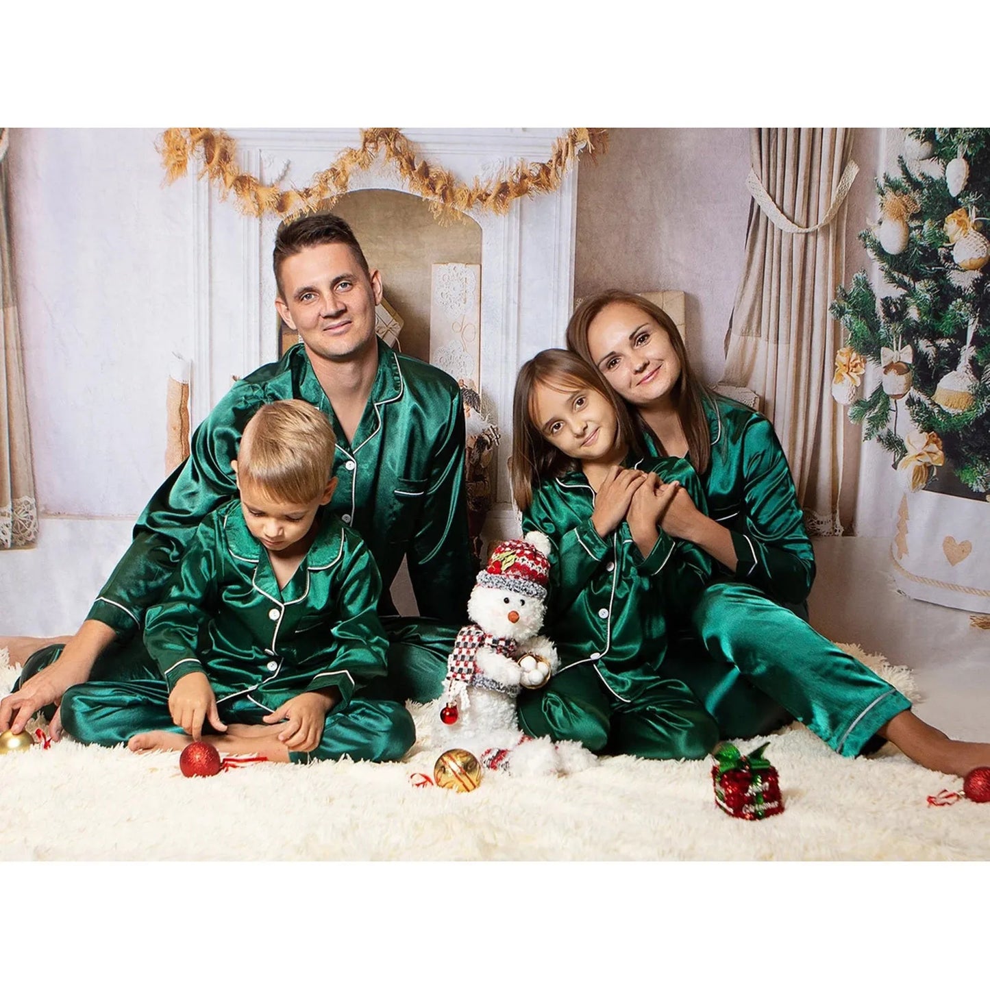 Sleepwear Family Pajamas Set Silk Satin