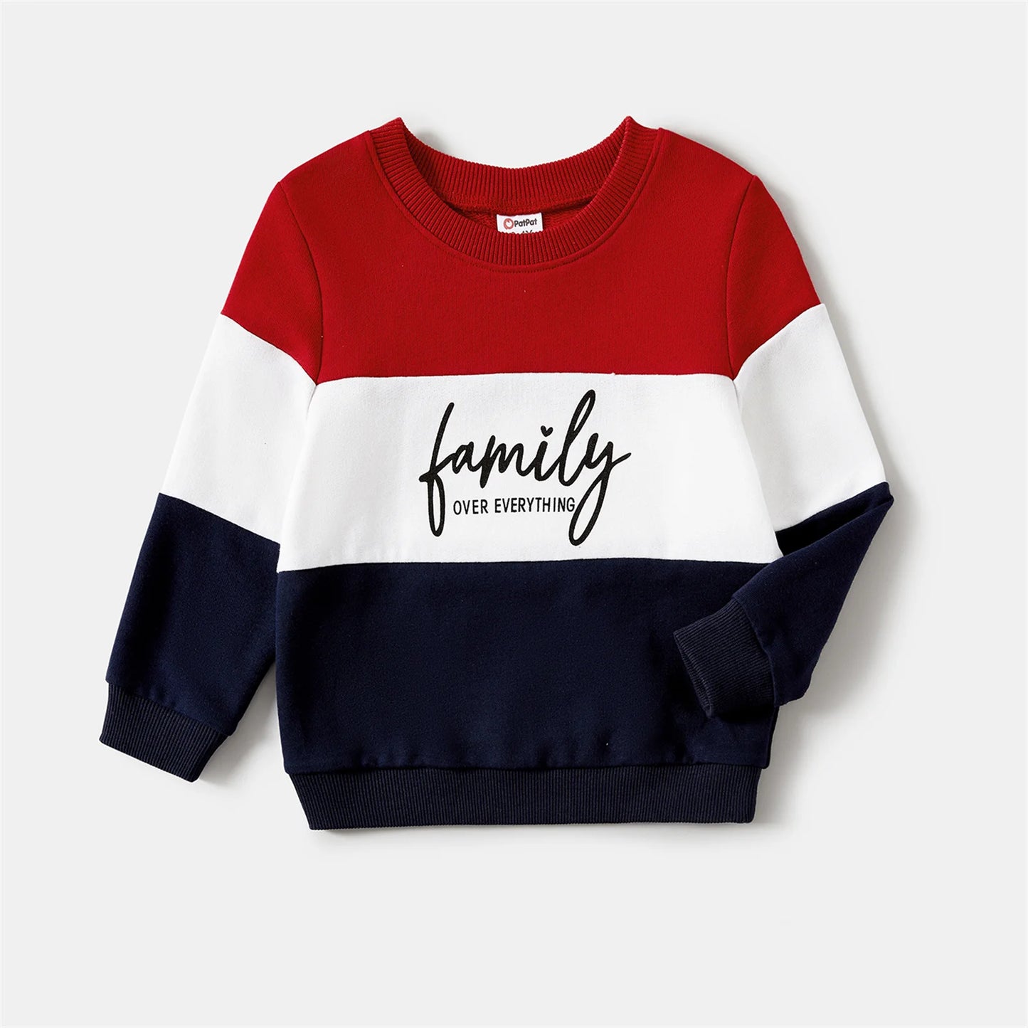 Family Matching Outfits Colorblock Letter Print Sweatshirts