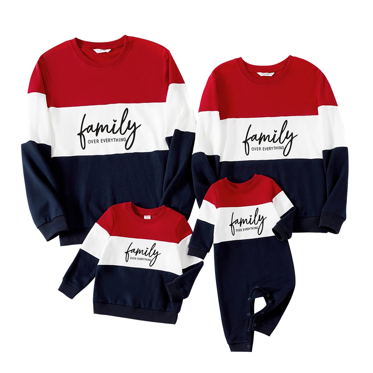 Family Matching Outfits Colorblock Letter Print Sweatshirts